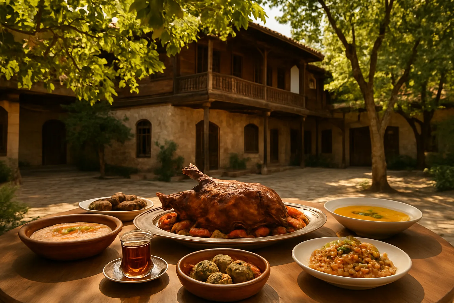 Akşehir’de tarihi konak ve çarşı atmosferinde sunulan geleneksel tandır kebabı ve yöresel yemekler